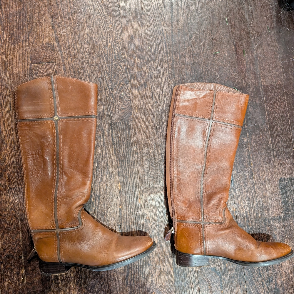 Tory Burch Brown Leather Riding Boots